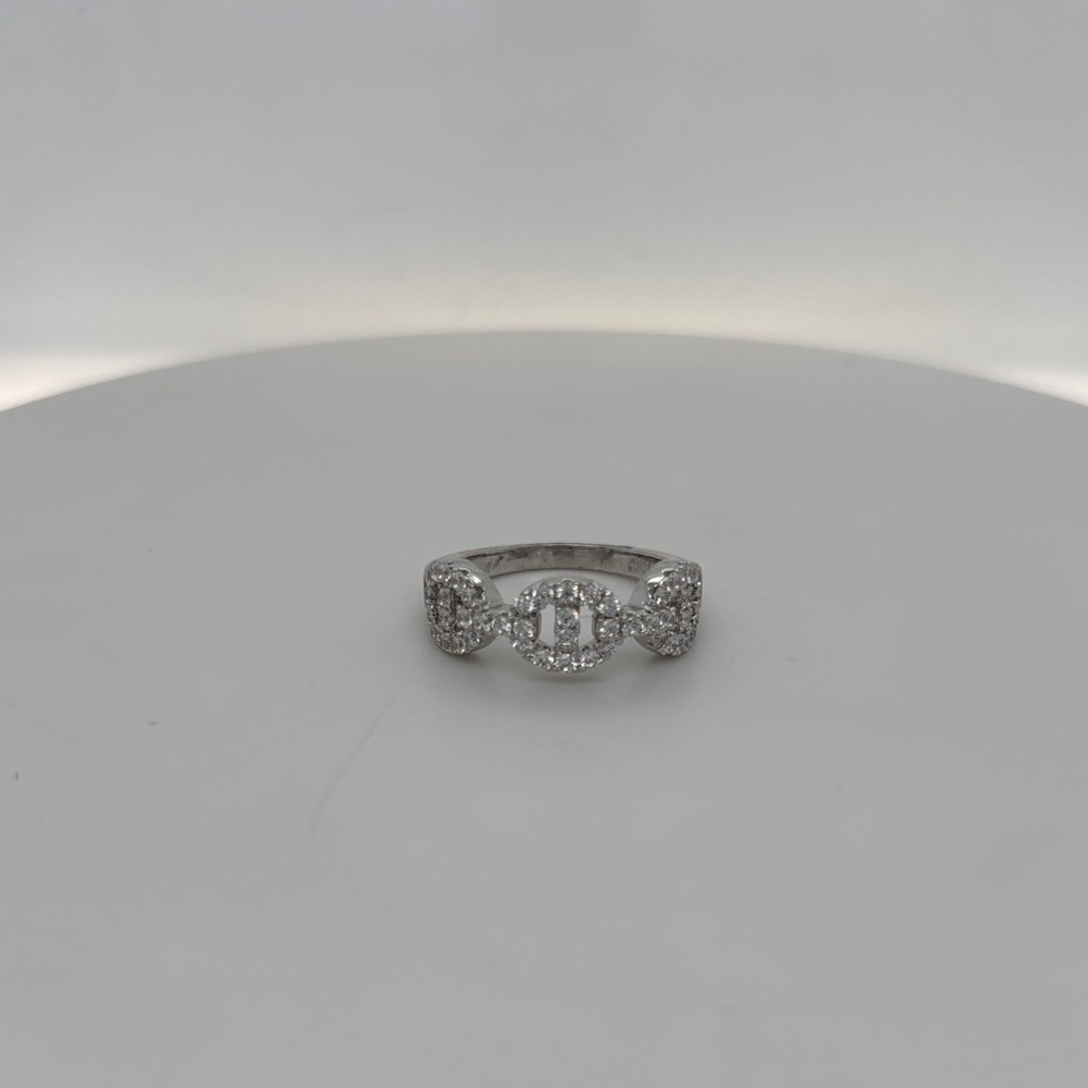 Pavé Triple-Cluster Silver Ring with Sparkling Stones - Silver